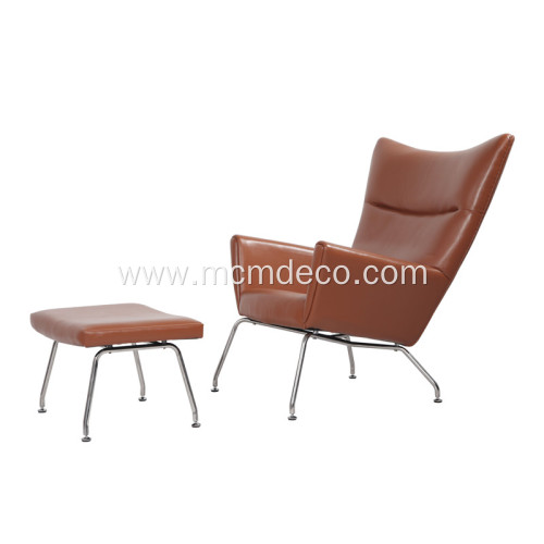 Hans J. Wegner CH445 Leather Wing Chair Replica